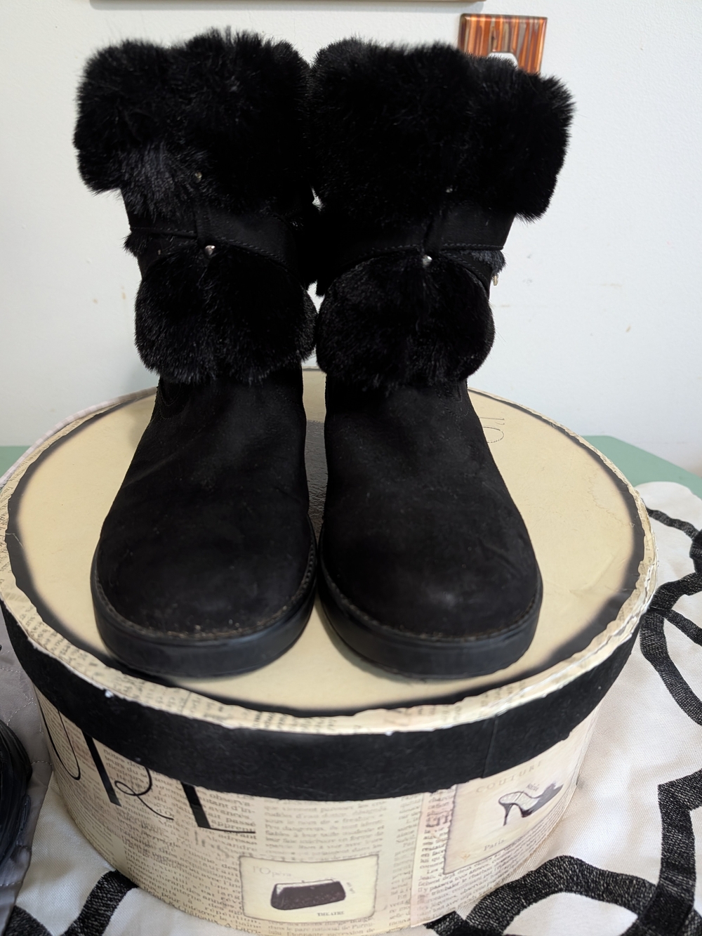 Black Faux Fur Winter Boots - Guess